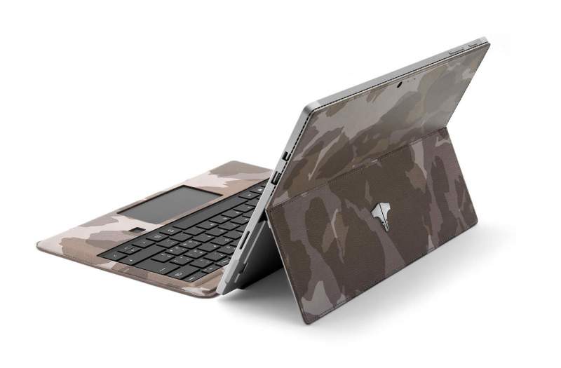 PC Tablet & Real Leather Camouflage Grey